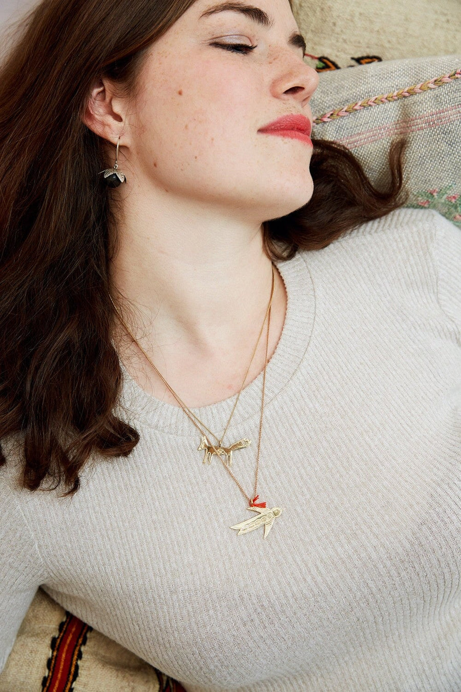 Sautoir Petit Renard vermeil COLLIER ombre claire 